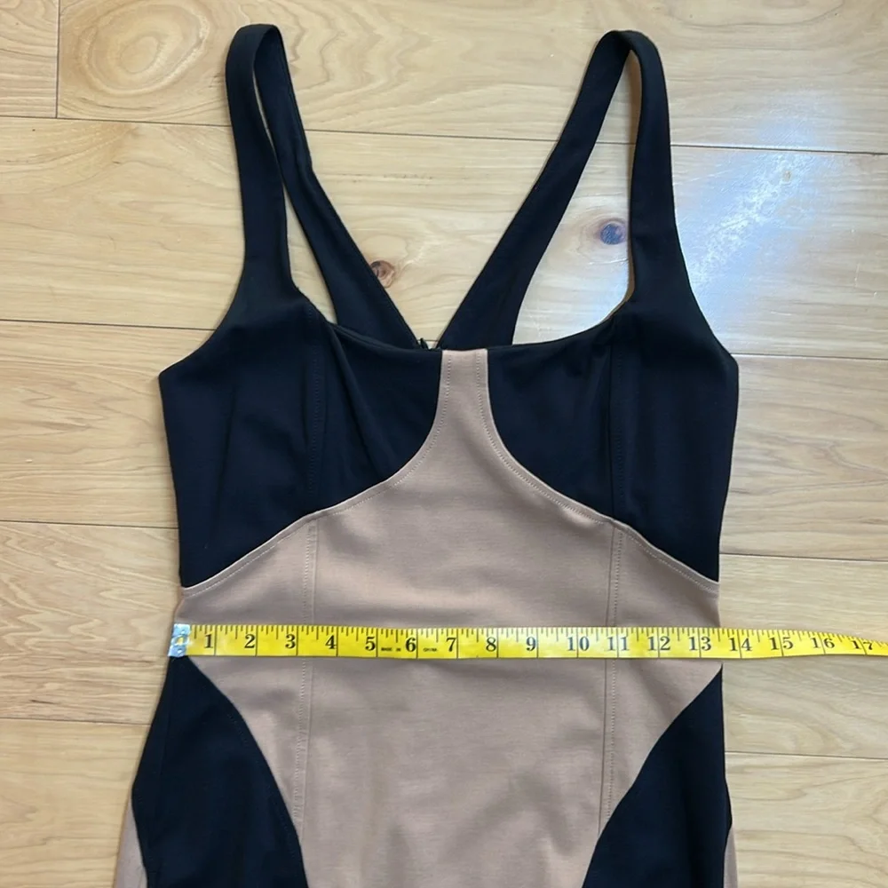 Anthropologie Chic Black and Tan Bodycon Stretchy Maxi Dress | Size Small - Picture 4 of 9